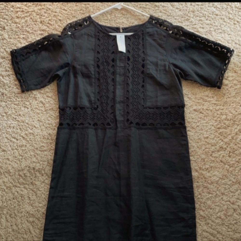 Ann Taylor Linen Crochet Dress Sz M NWT